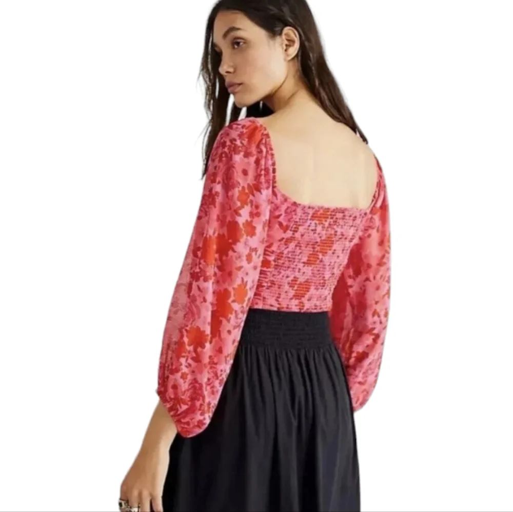 Free People Oh Lala Floral Rosette Top size XS